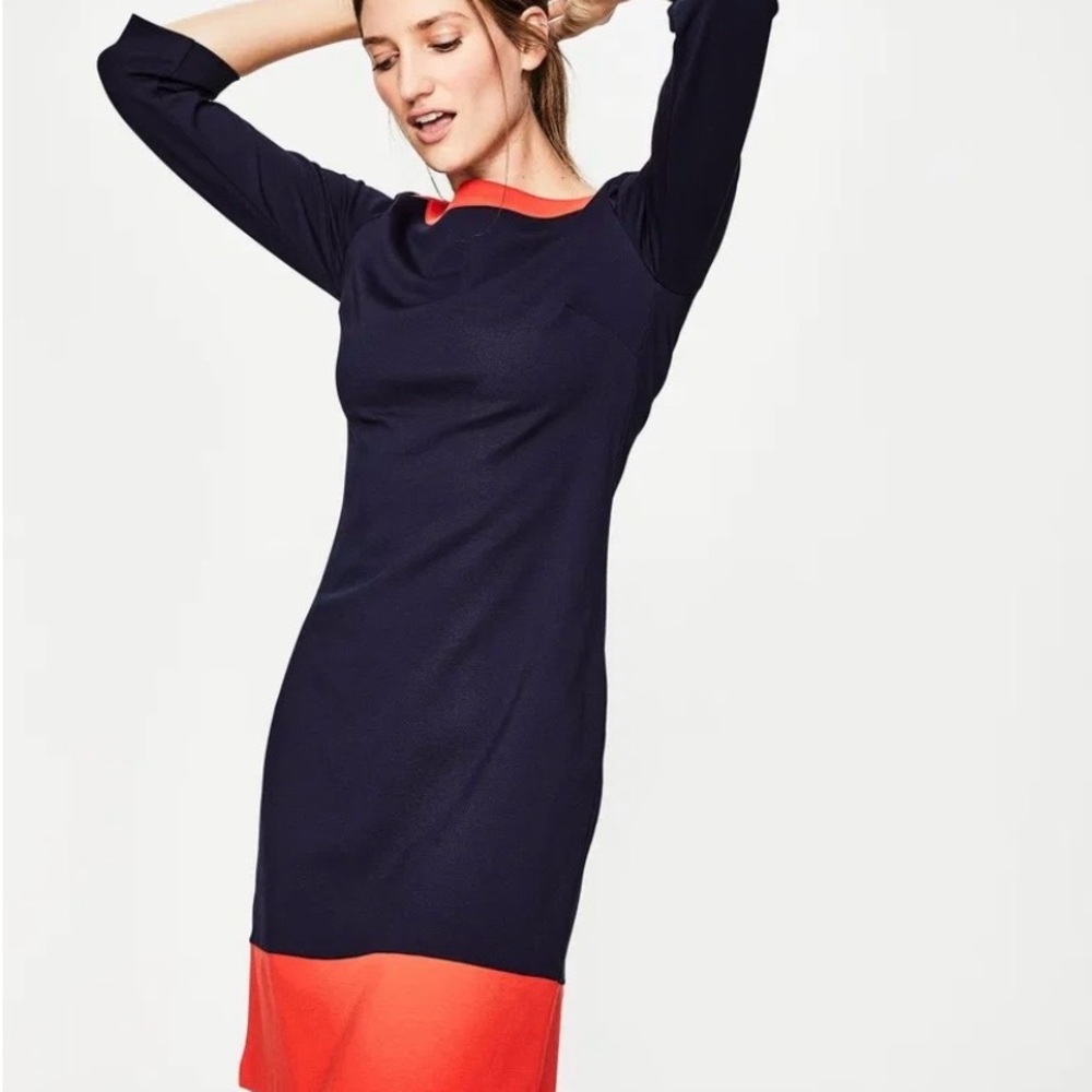 Boden Siobhan Ponte Classic Preppy Lined Color Block Shift Midi Dress Size 6L